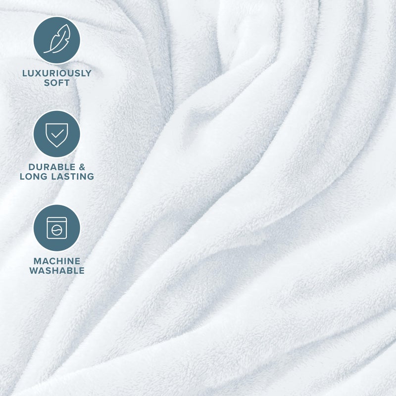 Bare Home Fleece Blanket - Full/Queen - Ultra-Soft Lightweight for Bed, Sofa, and Couch - Luxury Microplush - Cozy Warm Blanket (Full/Queen, White) - Image 4